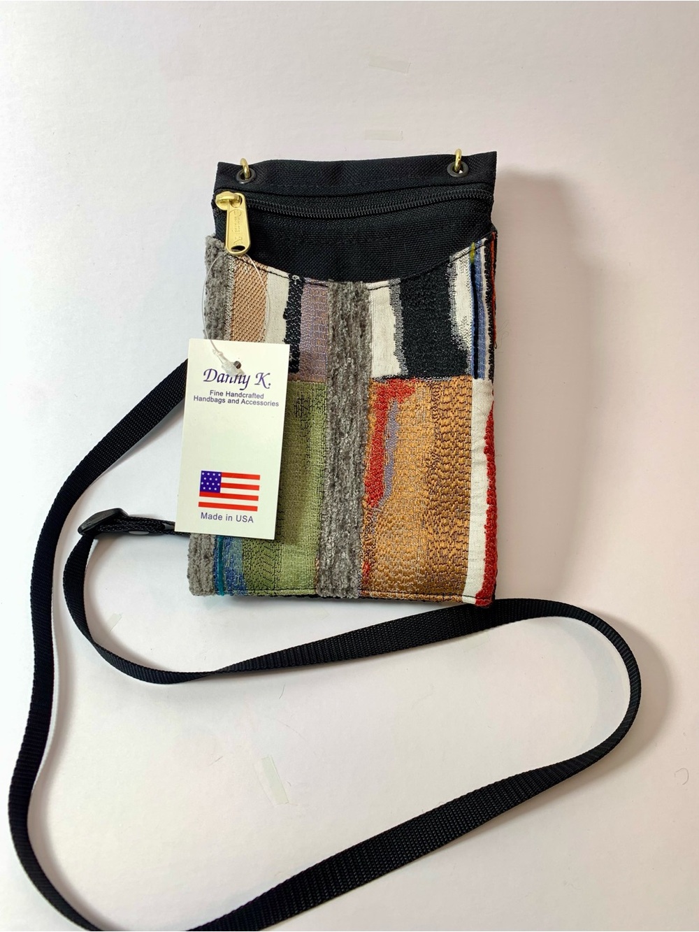 Danny K. Small Multicolor Tapestry Boho Crossbody Bag Zip Adjustable Strap USA